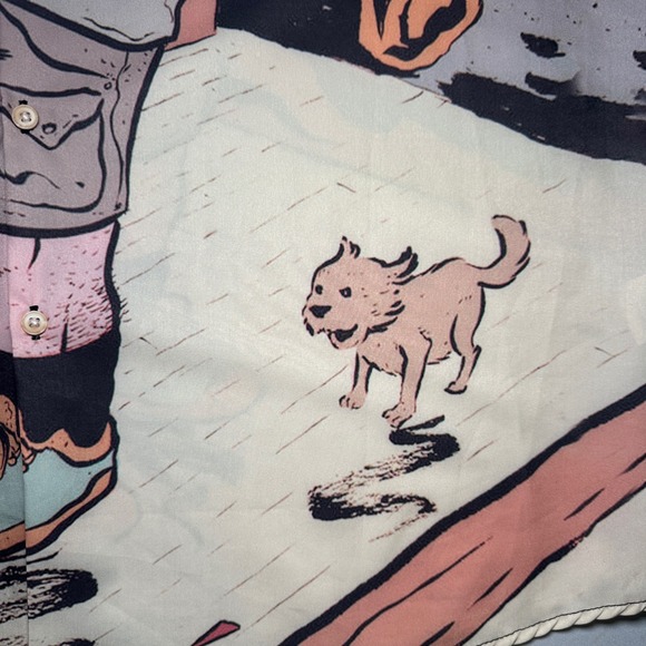 The Big Lebowski Bowling Shirt XL Graphic Art Print Short Sleeve Button Up Mens - Picture 5 of 15